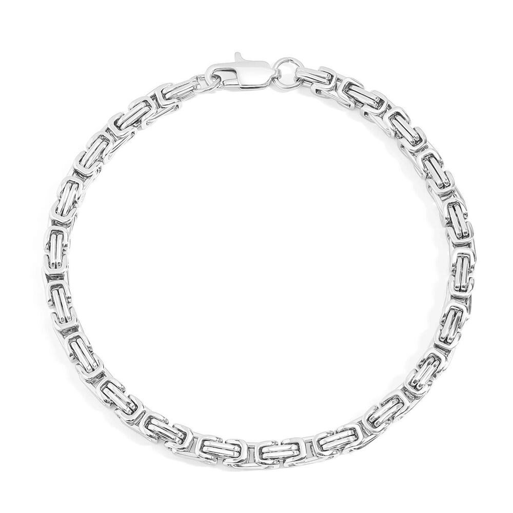 Solid Stainless Steel 4mm Byzantine Box Ankle Bracelet 9"